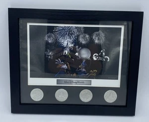 Walt Disney World Framed Lithograph & Coins Of Four Parks - Picture 1 of 6