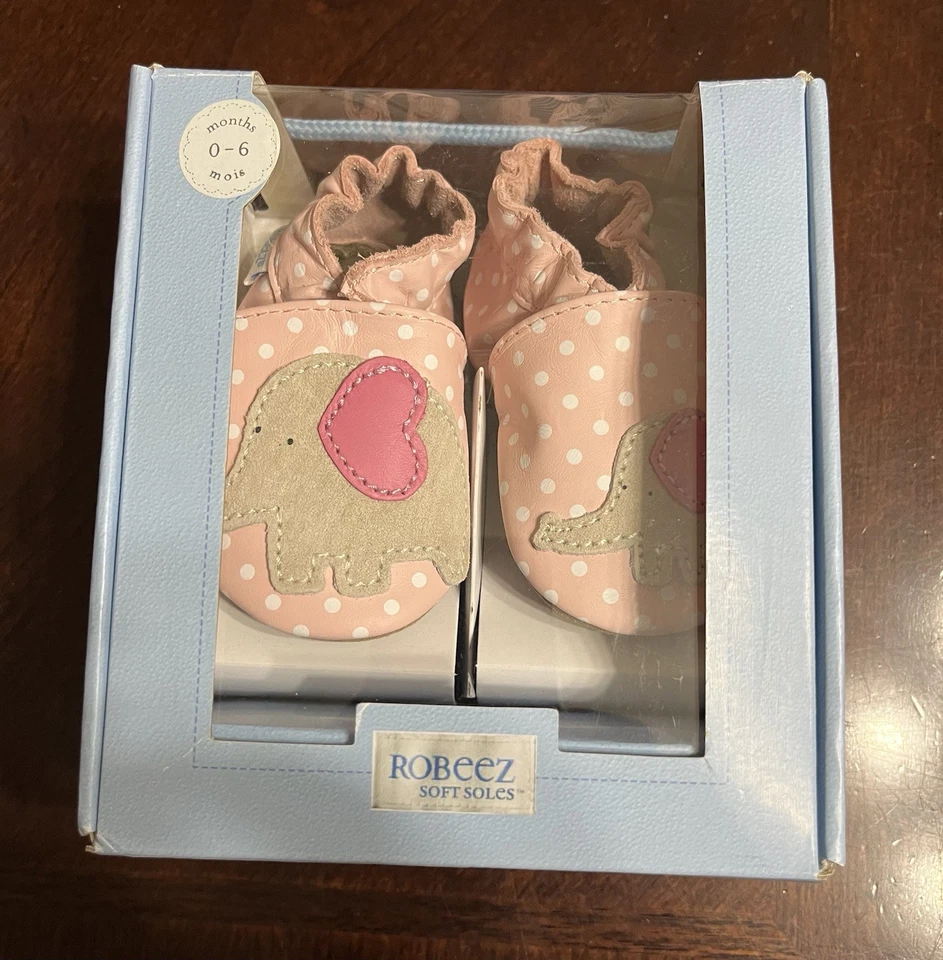 Robeez Little Peanut Rosa Pastel Elefante Suelas Suaves Infantil Talla 0-6 Meses Foto 1 de 4