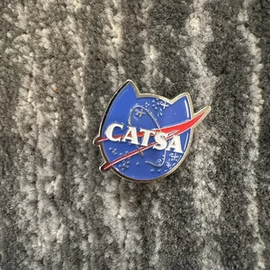 Cat Enamel Pin NASA Pun CATSA Space Kitten Lapel Funny Cute Cat Lady Gift New - Picture 1 of 6