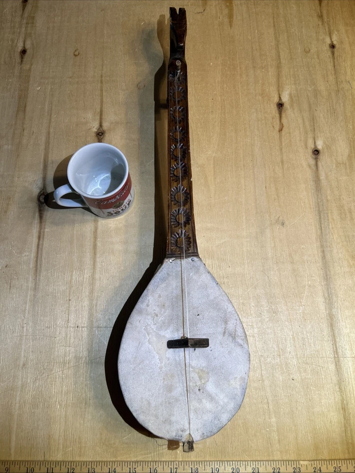 VTG Lahuta Albanian Gusle Lahutë Hand Carved Goat Folk Musical Instrument RARE - Image 1 of 4