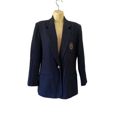 Blazer clásico vintage de lana azul marino Herman Geist talla 8 Foto 1 de 4