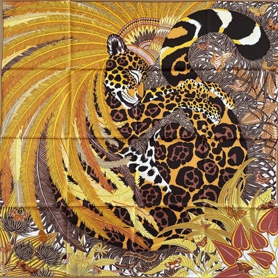 Nuevo Hermes Bufanda Seda Carre 90 Jaguar Quetzal Foto 1 de 4