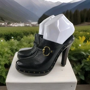 GUCCI Black Baby Horsebit Slide Heel Mule US 7 B Women's Studs Designer Shoes - Imagen 1 de 14