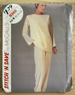 VTG 1980s Stitch 'n Save McCall's Pattern 9366 Misses Tunic Pants Sz 18-20-22 UC - Image 1 of 4