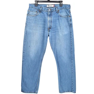 Levis Jeans Mens 34x28* Blue 505 Regular Fit Straight Vintage Faded Wash Denim - Picture 1 of 14