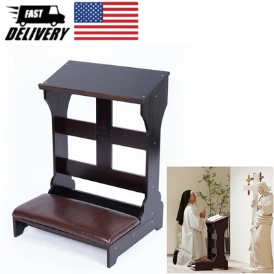 Prayer Bench Tool Table Chair Kneeler w/Cushion for Church Bible Reading - Image 1 of 4