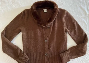Cherokee Gr. XL braune Strickjacke Pullover mit Kunstfellkragen  - Bild 1 von 8