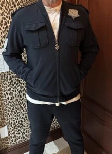 Authentic Christian Audigier "Black Star" Jacket Rhinestones Men's Size 2XL - Picture 1 of 20