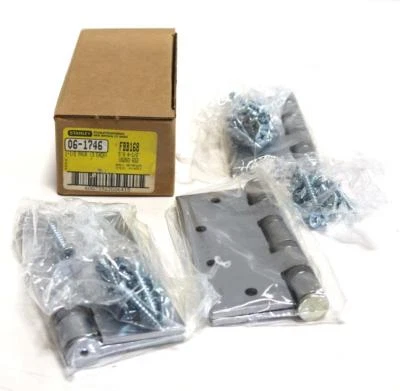 Stanley FBB168 Set of 3   - 5" x 4-1/2" Ball Bearing Steel Hinges - New - Image 1 of 3