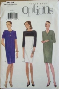 Vogue Muster 9684 Kleid Kontrastpasse einfache Optionen 8 10 12 ungeschnitten - Bild 1 von 2