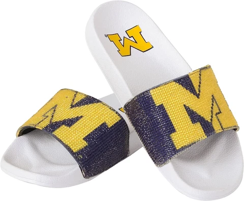 FOCO Womens NCAA College Team Big Logo Shimmer Slide Flip Flop Sandals Cover