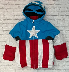 Disney Captain America Hoodie Jacket Mask Fleece Size 2 Toddler Red White Blue - Picture 1 of 8