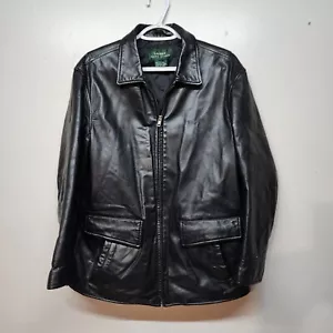 Ralph Lauren Black Womens Leather Jacket Green Tag Soft Supple Leather Medium - Picture 1 of 12