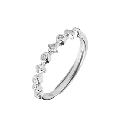 Argento Sterling Zirconi Stella Collegamenti Fedina – Regolabile Lunetta ( M – - Immagine 1 di 4