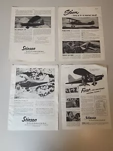 Lotto (4) Stinson Aircraft WW2 Flying Popular Aviation Magazine stampa pubblicità - Foto 1 di 5