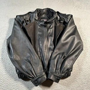 CREACIONES JHONNY PURO CUERO Giacca Bomber Pelle Adulto Taglia Media Biker Nero - Foto 1 di 7