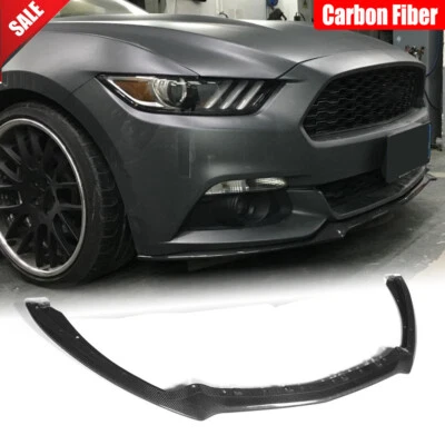 Carbon Fiber Front Bumper Lip Chin Spoiler Splitter For Ford Mustang 2015-2017 - Image 1 of 4