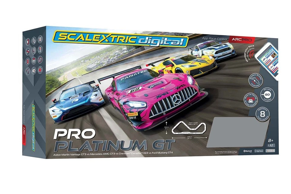 Scalextric C1436T Digital ARC PRO - Pro Platinum GT 1 32 Slot Car Track Set