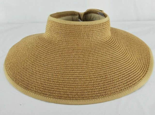 Simplicity Women's Summer Foldable Straw Sun Visor - Natural