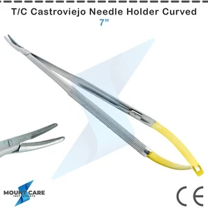 Castroviejo Needle Holder TC  7" Curved Forceps Dental Laboratory Instruments - Imagen 1 de 3