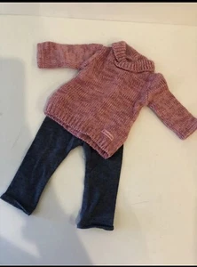American Girl Doll Cozy Sweater Winter Outfit Leggings Pink Sweater - Picture 1 of 3