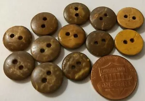 12 Brown Coconut Shell Buttons Sew-through 2-hole 12.7mm 1/2" # 11215 - Picture 1 of 1