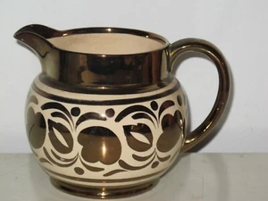 Wade Copper Lusterware Large Pitcher Leaves Flower 24 oz - Picture 1 of 3