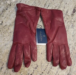 New! Brooks Brothers Womens Size M 7 Red Soft Leather 10" Gloves Cashmere Lined - Picture 1 of 19