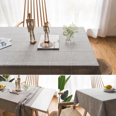 Gray Embroidery Tablecloth Rectangle Square Home Decor Tea Coffee Table Cover - Image 1 of 4