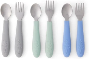 Kids Silverware with Silicone Handle | Childrens Safe Flatware | Toddler Utensil - Picture 1 of 7