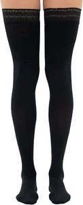 Dr. Comfort Women's Microfiber Opaque Thigh High 20-30mmHg (Black) Large - Picture 1 of 2