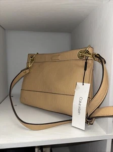 Calvin Klein Hailey tote micro -Pebble top zip Carmel gold purse $90 - Picture 1 of 2