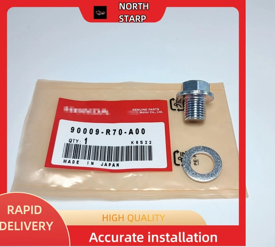 Tapón de perno de drenaje del cárter de aceite del motor Honda Odyssey City con arandela 90009R70A00 Foto 1 de 4