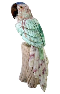 Chrysocolla Sodalite Obsidian Quartz Parrot Bird Carving River Stone Base EB38 - Picture 1 of 3
