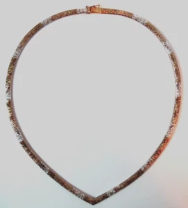 VINTAGE ITALY 925 STERLING SILVER NECKLACE CHOKER GOLD & SILVER CHAIN 16" & 19gr - Picture 1 of 6