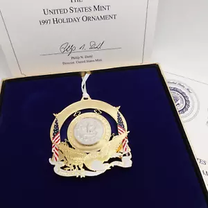 1997 U.S Mint Washington Quarter 25C Reverse Holiday Ornament - OGP & COA - Picture 1 of 6