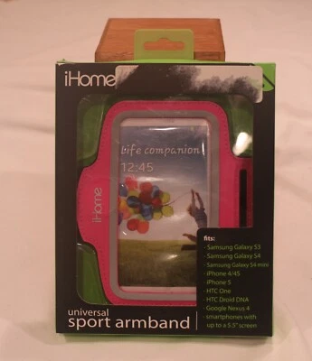 IHOME UNIVERSAL PINK SPORT ARMBAND SAMSUNG S3 4 5 IPHONE4S 5 HTC ONE DROID - Image 1 of 2
