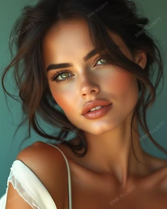 Green Eyes Beautiful Brunette 8X10 Photo Art Print Pretty Female Model Portrait - Picture 1 of 2