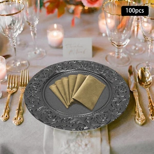 100pcs 13" Charger Dinner Plates Round Party Dinner Plates Black Modern - Picture 1 of 18