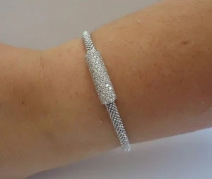 BRACCIALE ITALIANO ARGENTO 925 DESIGN MICRO PAVÈ CON DIAMANTI DA LABORATORIO 3 CT - Foto 1 di 8