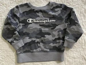 Champion Toddler Sweatshirt, Size: 4T, Gray Camo, Cotton Blend - Picture 1 of 3