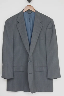Traje Southwick Para Hombres 42L 36x31 Gris Rayas Lana 2 Botones Chaqueta Plisada Pantalones Foto 1 de 4