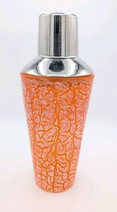Coctelera moderna Mid Century naranja vidrio esmerilado y tapa de acero inoxidable - Imagen 1 de 12