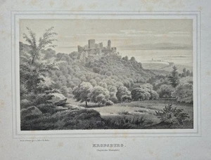 Kropsburg St. Martin Haardt Südliche Weinstraße seltene Lithographie  1844 RRR!! - Bild 1 von 1