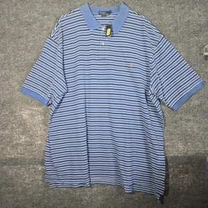 Polo Ralph Lauren camicia uomo 4XLT alta blu bianca righe arancione logo pony - Foto 1 di 11