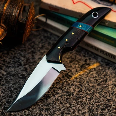 Cuchillo Damasco/Acero 8.2" Listo para Regalo Full Tang Hunt it Hunt + Funda de Cuero Foto 1 de 4