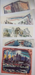 Lot 5 Watercolor Prints John Marin 1870-1953 Alfred Steiglitz Collection 1949 - Picture 1 of 9