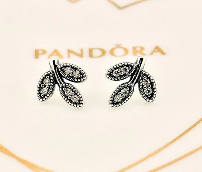 New 100% Authentic Pandora Sparkling Shimmering Leaves Studs Earrings 290564CZ - Image 1 of 4