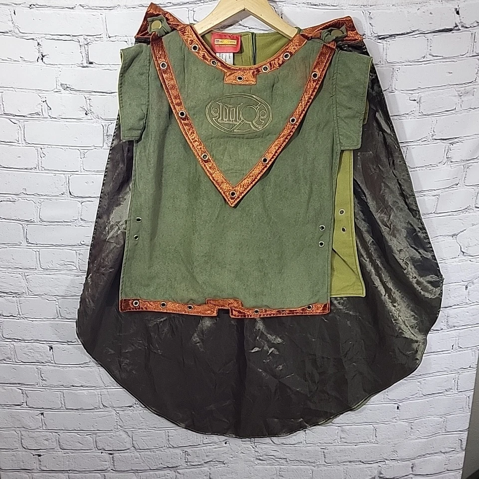 MagiQuest Fantasy Clothes Youth M Tunic W/ Cape Green Faux Suede Cosplay LARP - Image 1 of 4