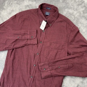 J Crew Camicia Uomo Piccola Rossa Nera Spazzolata Twill Bottoni Classica Casual - Foto 1 di 12